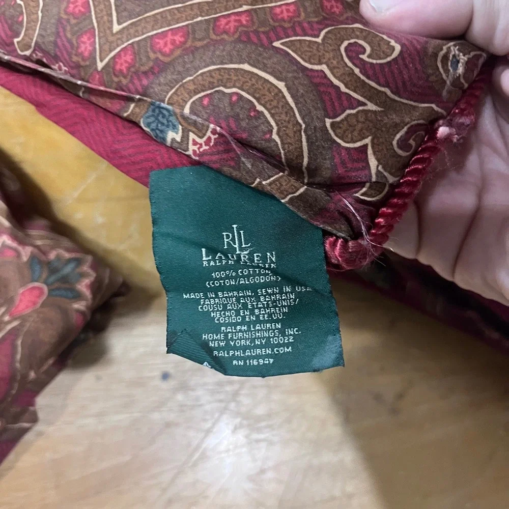 Vtg Ralph Lauren Abenhall Paisley Full Queen Comforter Set 2 Shams Burgundy Boho
